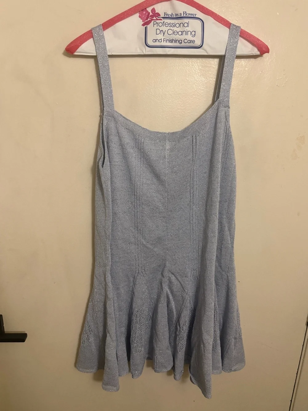 Celandine lurex shell mini dress L blue silver Anthropologie NWT